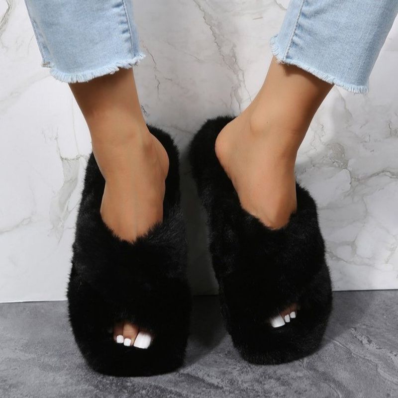 Women's shoes large size plush slippers women cross cotton slippers women _voghion.com