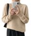 Grobstrickpullover mit hohem Halsausschnitt für Damen – Übergroßer, lässiger Rollkragenpullover, weiche Acrylmischung, einfarbiges Thermo-Oberteil für den Winter (Grau, Schwarz, Beige)_voghion.com