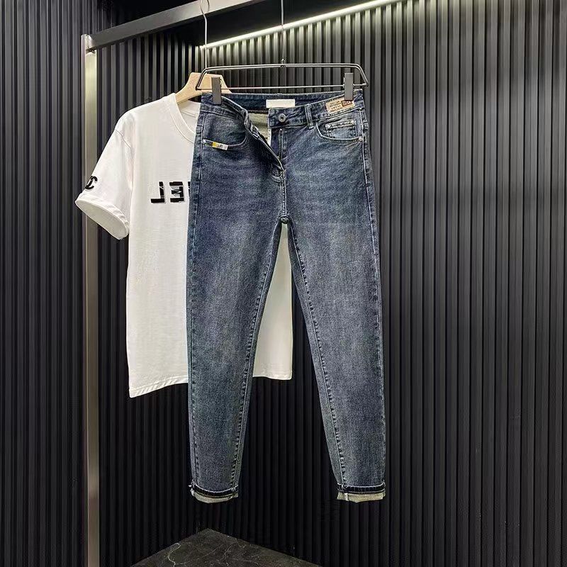 Pantaloni lunghi snellenti alla moda con baffi di gatto, vestibilità slim fit, semplici e a gamba piccola, da uomo_voghion.com