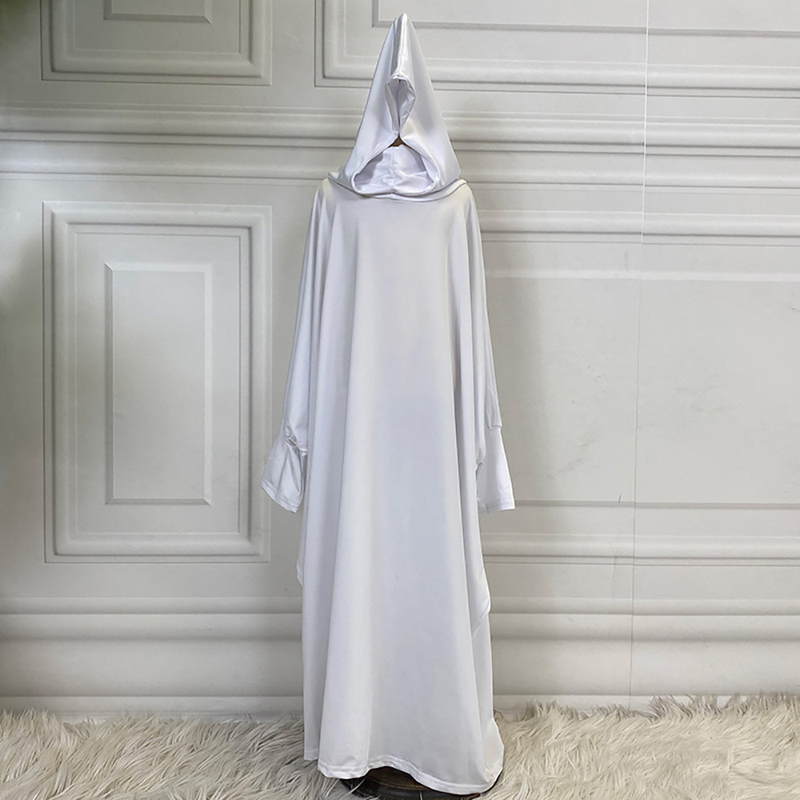 Großes, einfarbiges, modisches Kinderkleid mit Fledermausärmeln_voghion.com