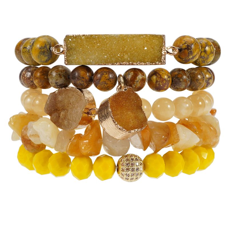 Braccialetto multifilo in pietra naturale con gemme di cristallo e ghiaia in stile bohémien_voghion.com