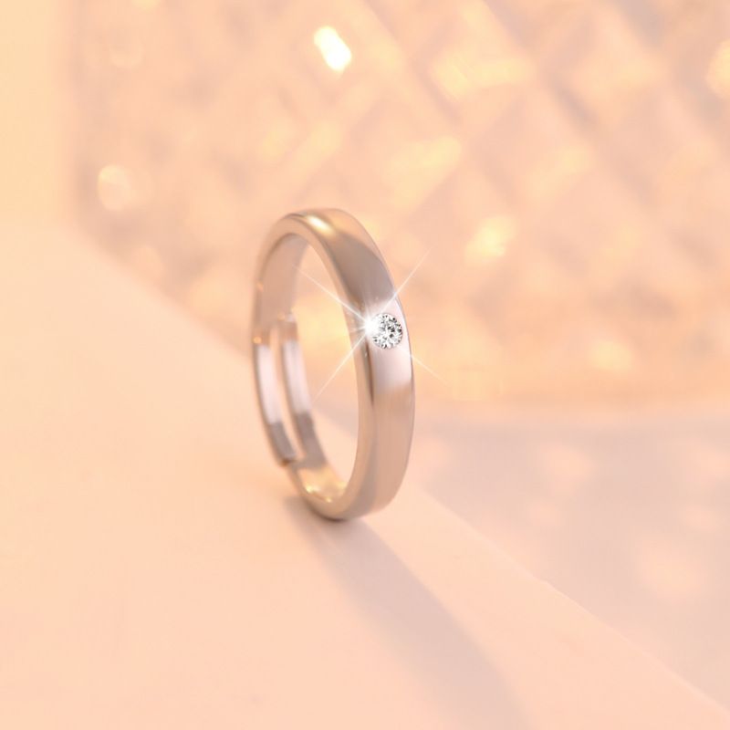 Korean Style Simulated Diamond Couple Rings For Women, Non-Fading Proposal Rings, Fashionable Six-Prong Zircon Jewelry_voghion.com