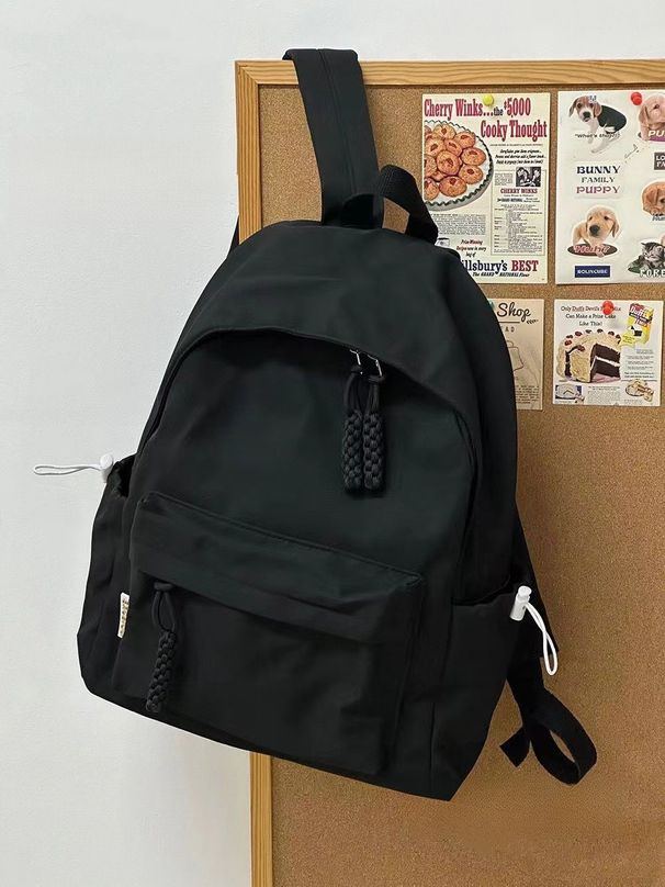 Ins Campus Casual Solid Color Simple Versatile Lightweight Backpack High School College Student Double Shoulder Bag_voghion.com