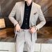 CT Herren Kleiner koreanischer Stil Lässiges Zweiteiliges Set Jugendmode EIN Knopf Business Bräutigam Anzug Trauzeugen Outfit_voghion.com