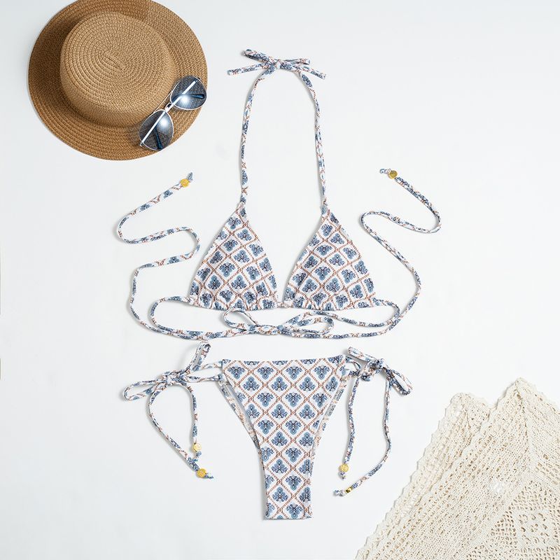 Maillot de bain à bretelles imprimées pour femmes, bikini sexy dos nu_voghion.com