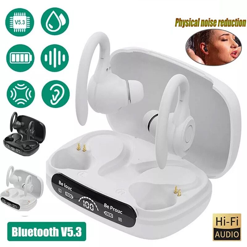 Cuffie auricolari Bluetooth wireless TWS, auricolari sportivi con gancio auricolare, auricolari Hi-Fi da corsa_voghion.com