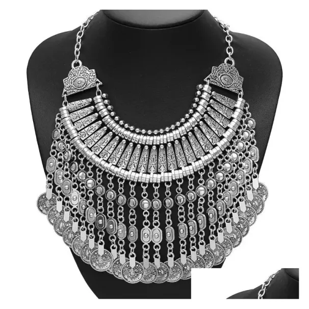 Collane con ciondolo Kmvexo Vintage Mtilayer Maxi Boho Statement Pendenti Collana con moneta bohémien Donna 2024 Choker femminile_voghion.com