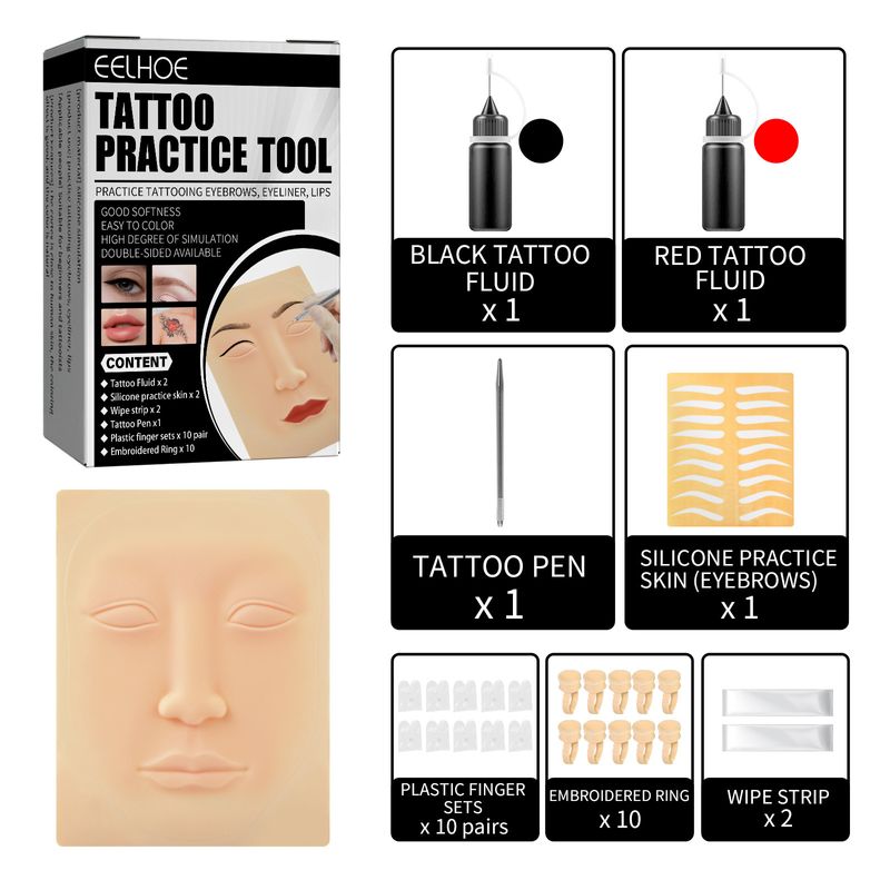 EELHOE Werkzeug Augenbrauen Eyeliner Lippen Stickerei Anfänger Wischübung Lederset_voghion.com