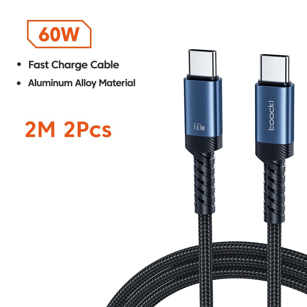 Toocki 60W Hızlı Şarj Çift Yüksek Hızlı Kablo Tip C iPhone 16 15 Pro Samsung Xiaomi 2M USB Şarj Veri Kablosu_voghion.com
