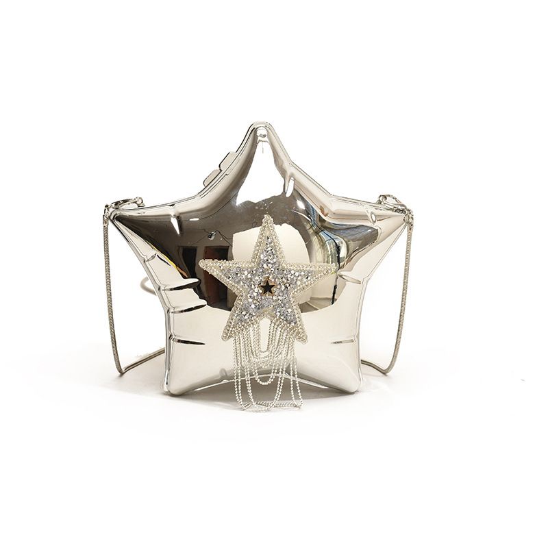Borse a tracolla da donna, borsa con nappa personalizzata con diamanti, borsa a tracolla singola con stella in acrilico, mini borsa con catena, casual e alla moda, diagonale_voghion.com