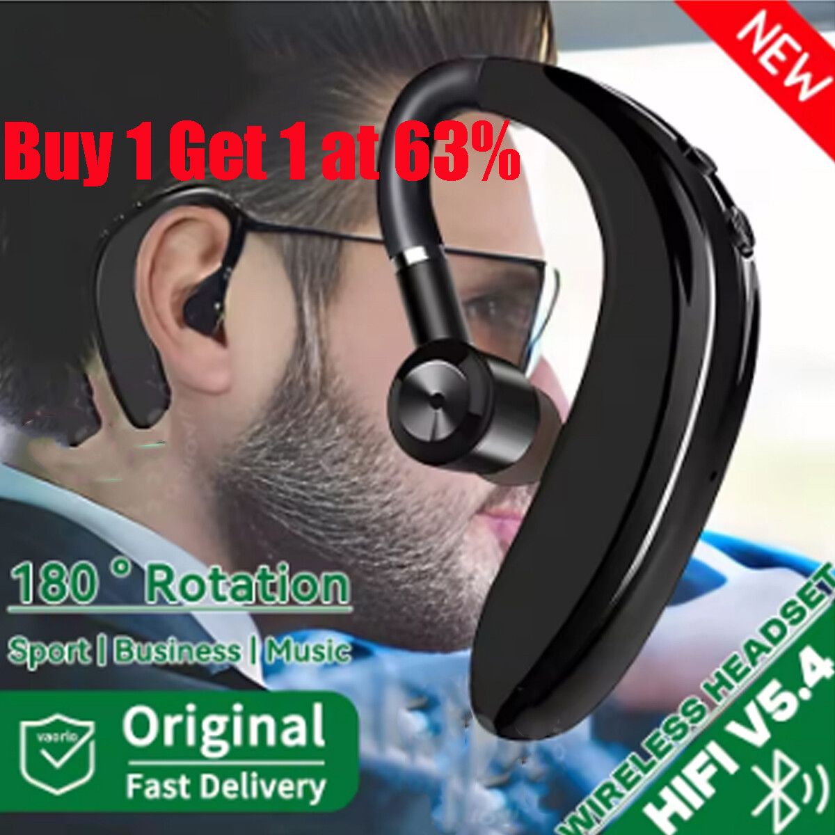 UK Sports Wireless Bluetooth Earphone Headphone Ear Hook Run Earbuds All Devices_voghion.com