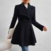 Elegant Long Wool Coat For Women - Slim Fit Winter Trench Coat With Notched Lapel, Warm Polyester Blend Overcoat In Black, Khaki, Camel & Burgundy_voghion.com