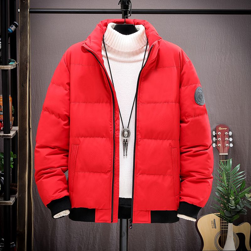 Herrenbekleidung Baumwollmantel Herren verdickter Baumwollmantel kurzer Stehkragen lockerer lässiger Daunen-Baumwollmantel Herrenmantel Trend_voghion.com