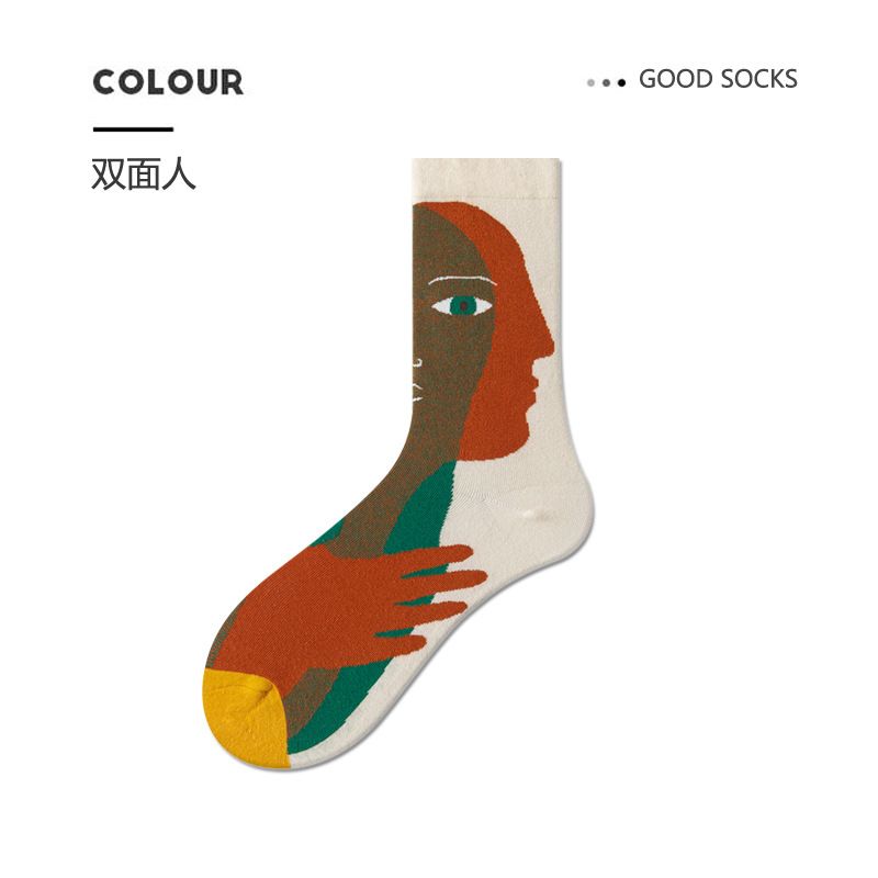 Calcetines largos únicos de algodón para mujer, moda urbana, otoño-invierno, 2025, para hombre y mujer, para exteriores_voghion.com