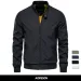 - Casual Solid Color Bomber, Slim Fit Bomber Jacket With Stand Collar, Mens Varsity Jacket, Lightweight Baseball Sports_voghion.com