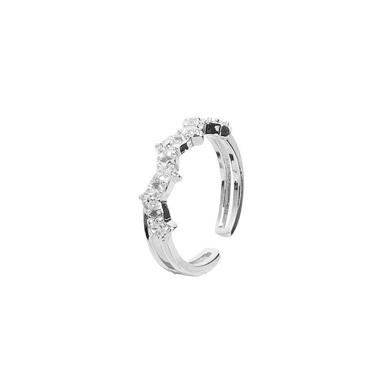 Sijing light luxury diamond star open ring female cold style ins niche design star index finger ring trend_voghion.com