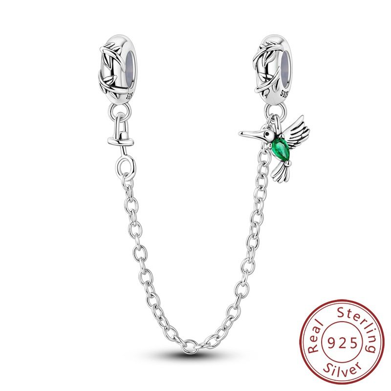 Damen Schmuck Sterling Silber 925 Sicherheitskette Stern Mond Feder Liebe Positionierungskette DIY Schmuck Zubehör Armband_voghion.com