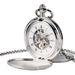 Metal White Polished Double Open Cover Mechanical Glossy Student Gift Commemorative Pocket Watch_voghion.com