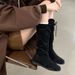 Women Boxing Boots Miting Front Lace-Up Casual Long Round Toe Versatile Height-Increasing Comfortable Martin Side Zipper Cool And Handsome_voghion.com