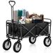Klappbarer All Terrain Bollerwagen, Faltbarer Gartenwagen Mit Mesh-Getränkehalter, Verstellbaren Griffen_voghion.com
