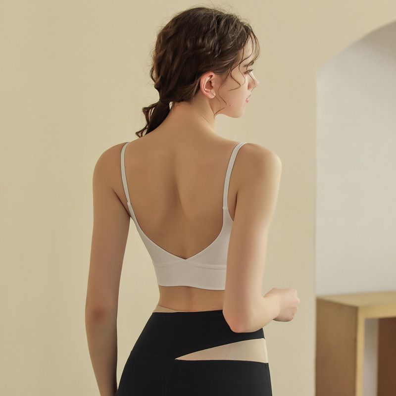 Spring Summer New Thin Strap Beauty Back Camisole Running Fitness Push Up Sports Bra Women Backless Yoga Vest_voghion.com