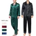 Plus Size Solid Color Long Sleeve Pajamas Men's Artificial Silk Sleepwear Student Loungewear Cardigan Lapel Nightwear Set_voghion.com
