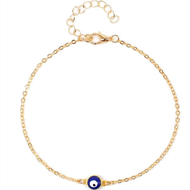 Gioielli per piedi alla moda, semplici e turchi, con personalità blu, per donne, con catena di perline in rame multistrato, cavigliera con occhio maligno_voghion.com