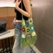 Borsa a tracolla da donna in maglia a traliccio con nappa, stile etnico, bohémien, morbida e traforata, intrecciata_voghion.com
