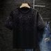 Modisches, vielseitiges Kurzarm-T-Shirt im koreanischen Stil für den Sommer im neuen Rundhalsausschnitt mit kurzen Ärmeln und heißem Diamant-Vollstern-Print für Herren_voghion.com