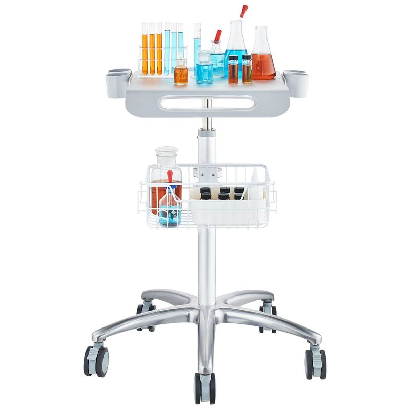 VEVOR Medical Cart, Salon Cart With Wheels, Mobile Trolley Cart 26.77"-42.91" Height Adjustable, Metal Salon Stations For Hair Stylist, Rolling Desktop Lab Cart For Clinic, Beauty And Salon_voghion.com