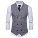 Herren karierte Business-Casual-Anzugweste im britischen Stil für formelle Anlässe in Übergröße_voghion.com