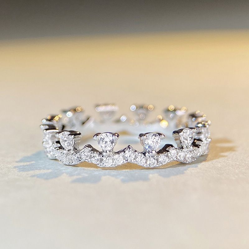 Princess Cao Shi's Small Crown, Light Luxury Lace, High-end Feeling Ring, Feminine Temperament, Wave Layered Ring_voghion.com