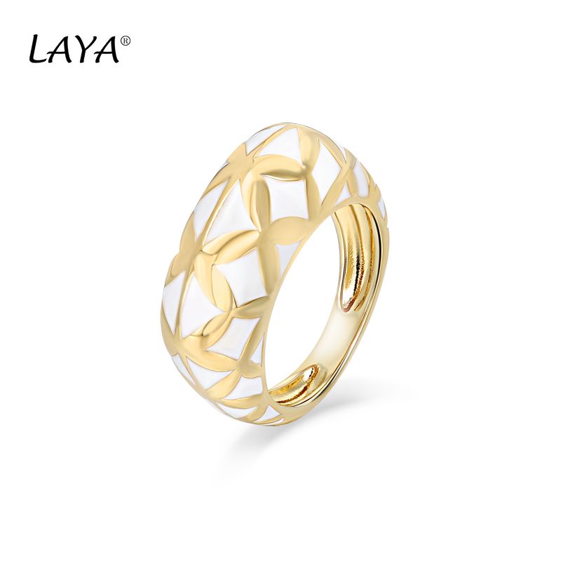 Heiße Verkäufe LAYA Sterling Silber Mode Einfache Feste Geometr Design Farbe Emaille Ring Für Frauen PartiesHigh Qualit Klassische_voghion.com