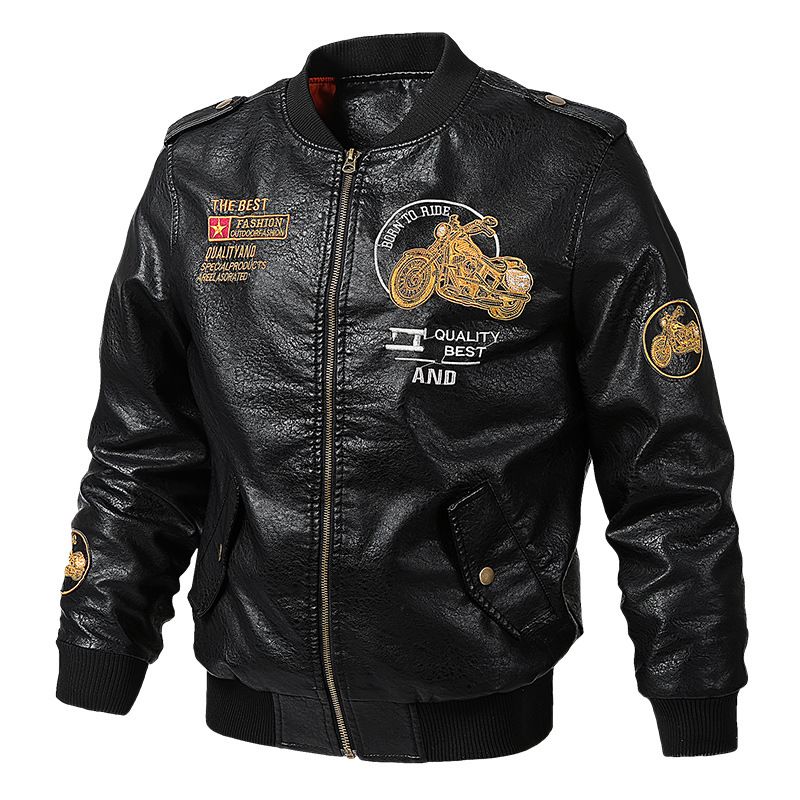 Herrenmode-Marke, schlank, lässig, Trend, hübsche Motorrad-PU-Lederjacke, Jacken-Oberteil_voghion.com