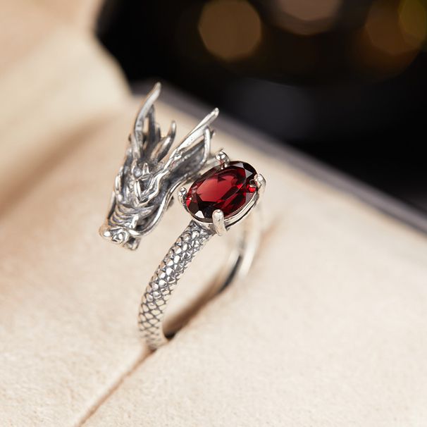 Nicchia dell'anello regolabile unisex in argento tailandese Dragon S Pure_voghion.com