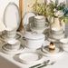 Nordic Style Gradient For Home Use, Thickened Lace Ceramic Tableware, And Plate Combination, Underglaze Color Bowl Set_voghion.com