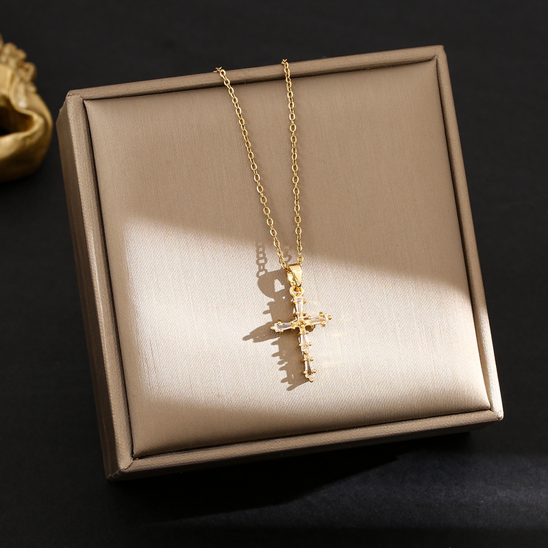 Collana con ciondolo a croce, stile minimalista, nuova moda, design di nicchia, semplice ed elegante, per le donne._voghion.com