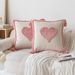 Fluffy Tufted Heart Pillow - Soft & Washable Boho Throw Cushion For Sofa, Bed, Nursery (Pink, 16x16 Inches)_voghion.com