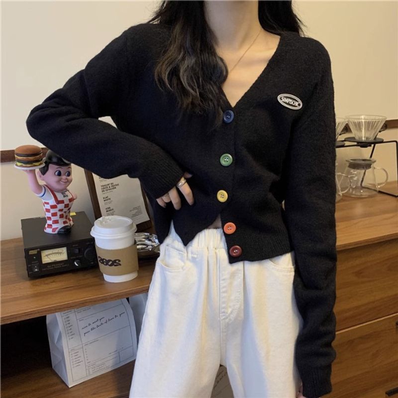 Knitted autumn women's soft and sticky cardigan jacket sweater new internet famous short top winter outerwear_voghion.com