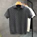 HerrenbekleidungKurzarmpullover Strukturiertes Poloshirt für Herren Revers V-Ausschnitt Slim Fit Business-T-Shirt_voghion.com