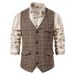 Herren Vintage-Karo-Anzugweste, Tweed-Weste für Herren_voghion.com