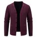 Men's Clothing Fleece-Lined Knit Cardigan Sweater Warm Winter V-Neck Pullover For Casual & Stylish Outfits (Available In 5 Classic Colors & 4 Sizes)_voghion.com