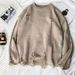 Men's Clothing style retro all-match casual solid color sweater couple coat style men's round neck sweater_voghion.com