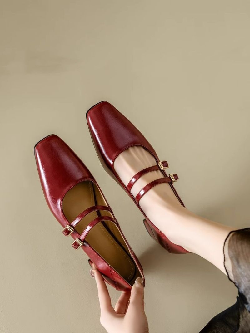 French Small Leather Shoes 2025 Spring New Square Head High Heel Women's Single Shoes Fashion Exquisite Leisure Hundred Wear Comfortable_voghion.com