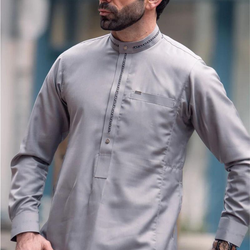 Vêtements pour hommes Chemise longue Vêtements nationaux pour hommes arabes du Moyen-Orient musulmans courants_voghion.com
