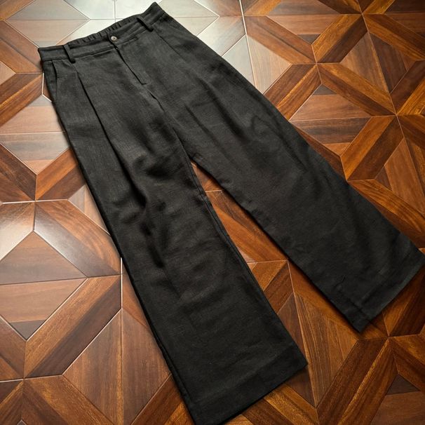 JMWH 70% Haute Couture Linen Trousers A-shaped Version All-inclusive Edge Inner Summer Upstart Luxury Straight Casual Trousers_voghion.com