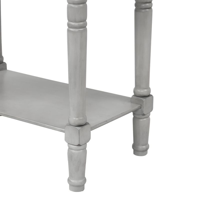 TREXM Narrow Console Table, Slim Sofa Table With Three Storage Drawers And Bottom Shelf For Living Room, Easy Assembly (Gray Wash)_voghion.com