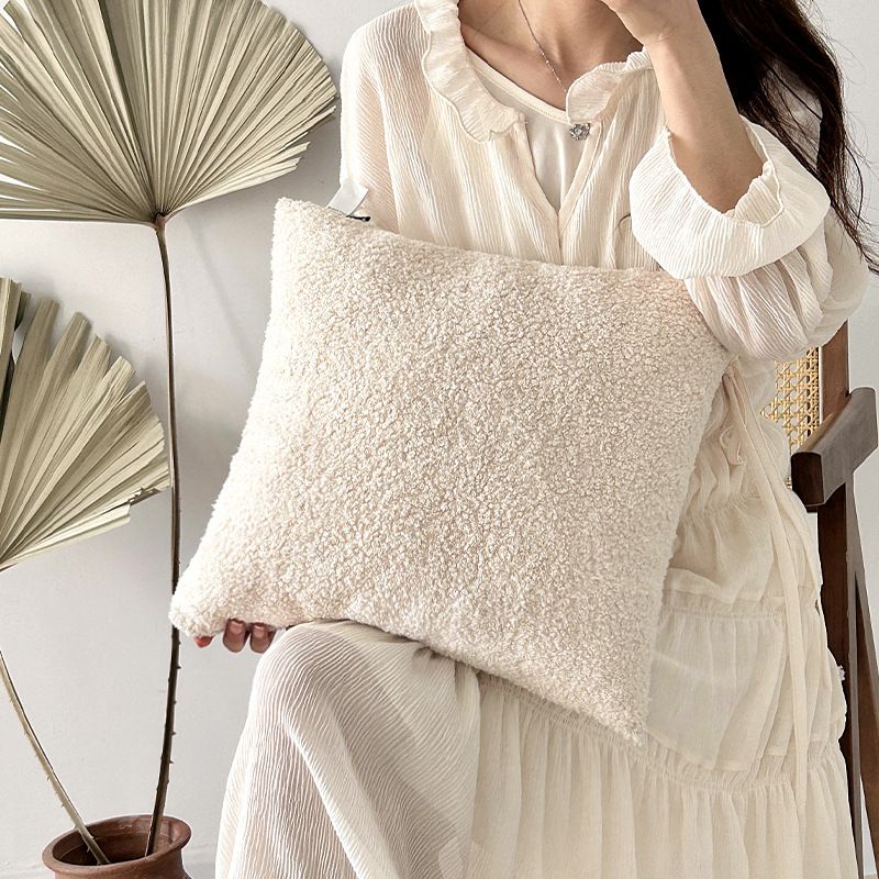Minimalist Solid Square Pillow With Insert - All-in-One Sofa Back Cushion For Living Room & Bedroom_voghion.com