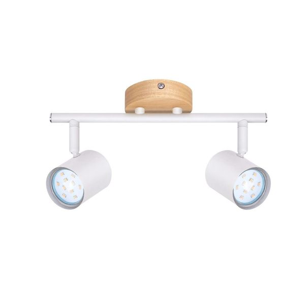 Glitzerlife Deckenstrahler 2 Flammig Deckenlampe Holz - Deckenleuchte Weiß GU10 Schwenkbar 350° Max.25w Modern Innen Holzoptik Strahler Für Wohnzimmer Flur_voghion.com