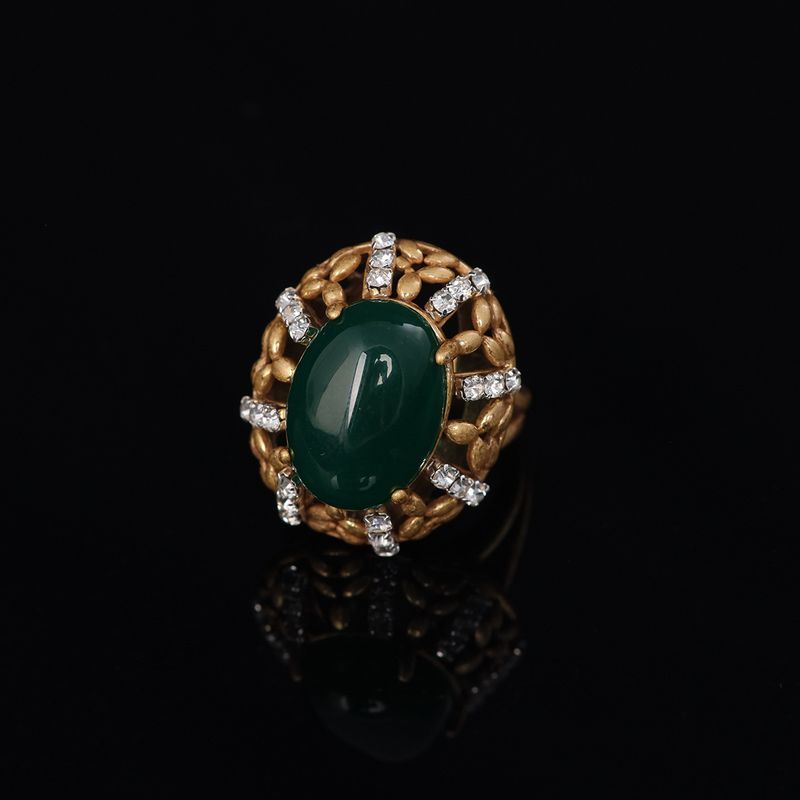 Anello in agata verde cava dorata, stile vintage, versatile, di alta qualità, per donna_voghion.com